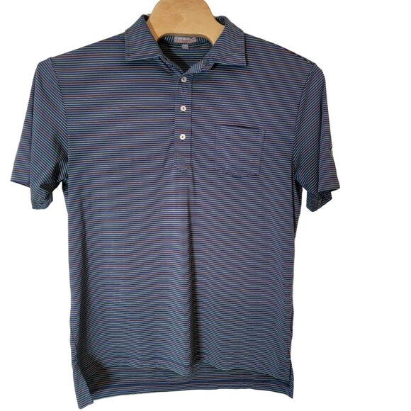 Peter Millar Summer Comfort Golf Polo Shirt Size Large Men's Blue Striped‎ - Picture 2 of 6